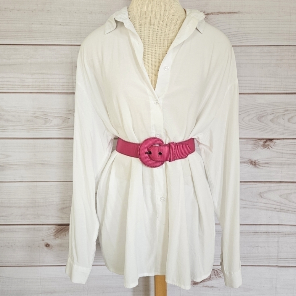 Yves Saint Laurent Rive Gauche Woven Cinch Waist Belt in Pink Size 28 - Picture 2 of 10